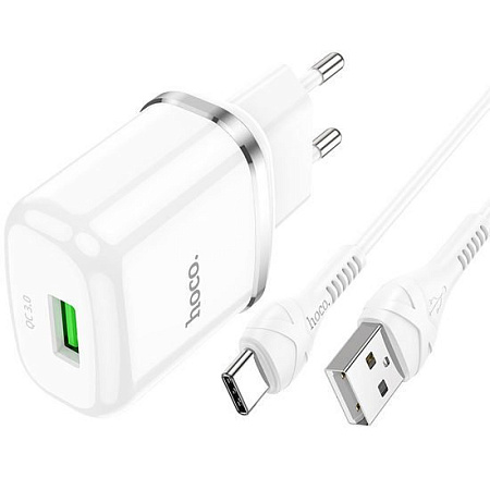Сетевое зарядное Hoco N3 USB Type-C (белый)
