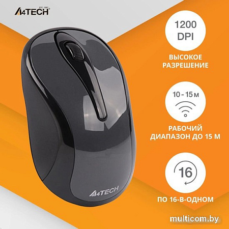 Мышь A4Tech G3-280NS (серый/черный)