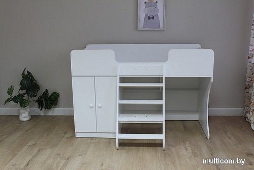 Кровать-чердак Красная звезда Р441 Капризун 2 со шкафом 160x80 (белый)