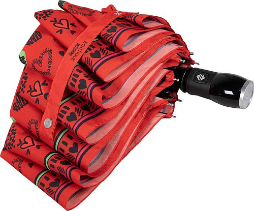 Складной зонт Moschino 7948-OCC Scribble Hearts Red