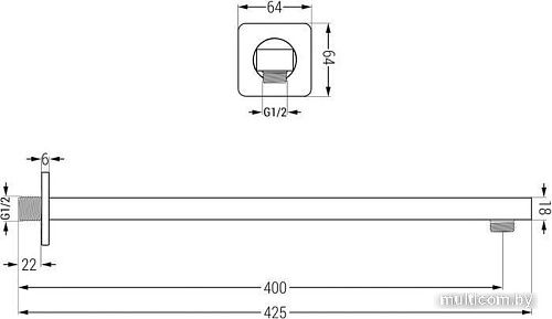 Держатель верхнего душа Mexen Black 79112-70