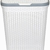 Корзина ВиолетПласт для белья 60 л с крышкой Ротанг (белый)