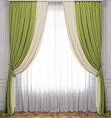 Комплект штор и гардин Pasionaria Латур 340x230 (3 шт, сливочный/зеленый)