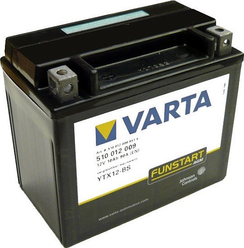 Мотоциклетный аккумулятор Varta Funstart AGM YTX12-BS 510 012 009 (10 А/ч)
