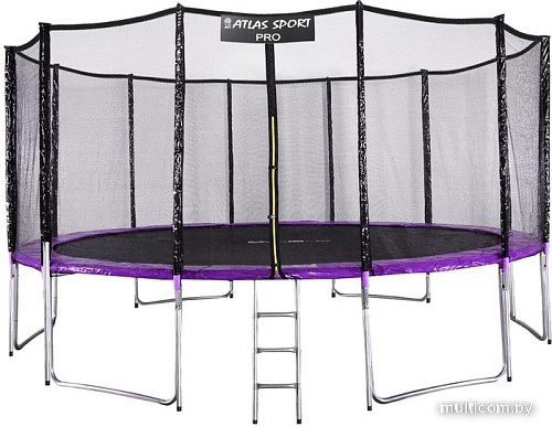 Батут Atlas Sport 490 см - 16ft Pro (с лестницей, внешняя сетка, сливовый)
