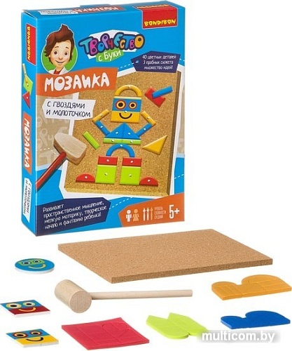 Мозаика/пазл Bondibon Мозаика с гвоздями и молоточком Роботы ВВ3408