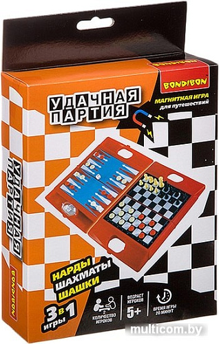 Шахматы/шашки/нарды Bondibon Удачная партия 3в1 ВВ3482