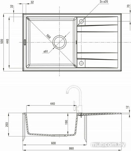 Кухонная мойка Deante Eridan ZQE G113 (графитовый металлик)