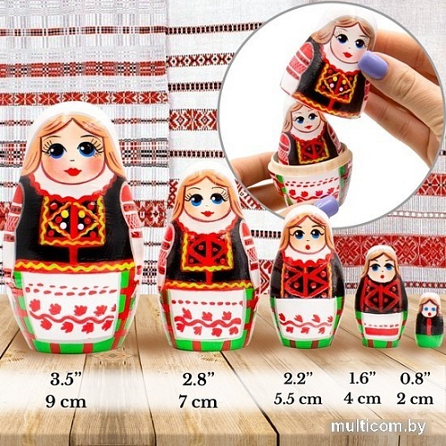 Развивающая игрушка Брестская Матрешка Народные костюмы Беларуси. Калинковичский строй (набор 5 шт)