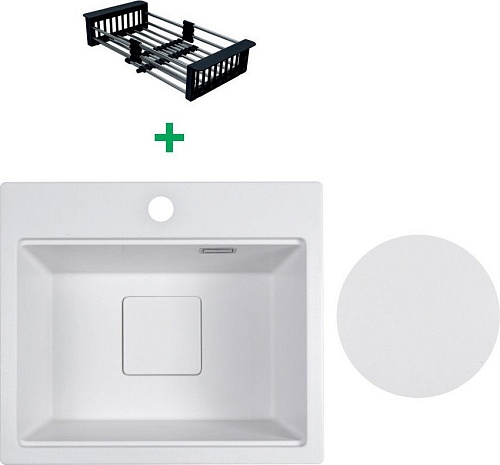 Кухонная мойка Marblan Comfort 48 (иней, с сифоном и колландером)