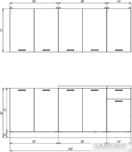 Готовая кухня ЭлиГард Lion 2.0 (белый структурный/дуб нокс/малага)