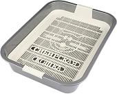 Туалет-лоток Сибирская кошка с сеткой, высокие ножки (серебристый)