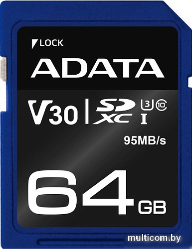 Карта памяти A-Data Premier Pro ASDX64GUI3V30S-R SDXC 64GB