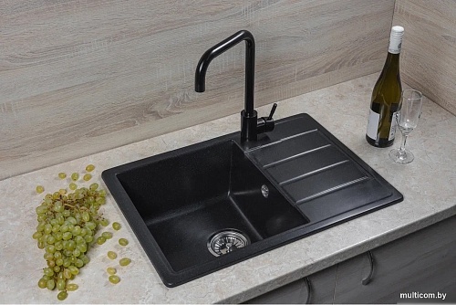 Кухонная мойка Marblan Recta L (оникс, с сифоном)
