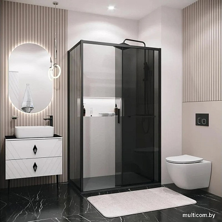Душевая стенка Grossman Style 90x195 200.K33.05.90.21.10 (черный матовый, стекло тонированное)