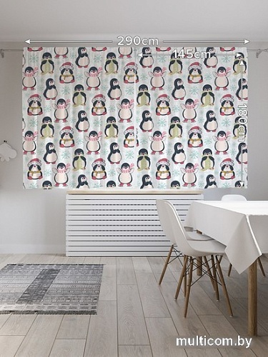 Комплект штор JoyArty Новогодние пингвины Oxford DeLux 1.45x1.8 м pox_380857 (2 шт)