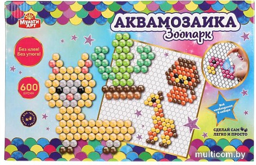 Набор для создания поделок/игрушек MultiArt Аквамозаика Зоопарк ABMA600-1