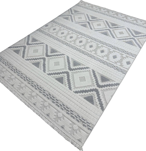 Ковер для жилой комнаты Radjab Carpet Поло Прямоугольник PL 273 12559RK (2.4x3.4, Cream/Grey)