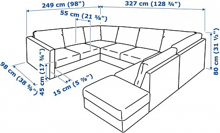 Угловой диван Ikea Вимле 192.115.83 (фарста темно-коричневый)