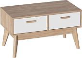 Комод Мебельград Калгари 2 ящ. (дуб натуральный светлый/белый матовый)