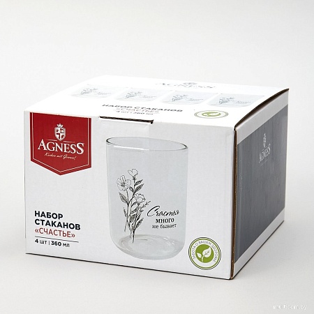 Набор стаканов для воды и напитков Agness Счастье 887-284 (4 шт)