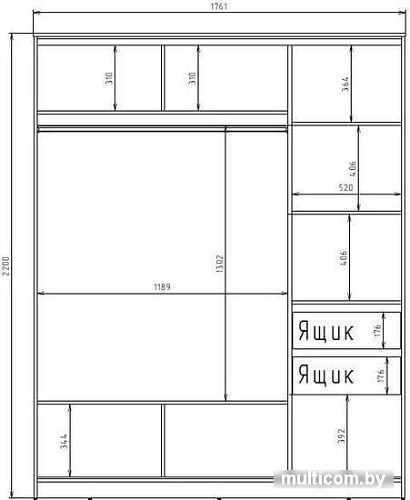 Шкаф-купе Рэйгрупп 176450 VVX Elgon РГ-09.04 (венге/хром)