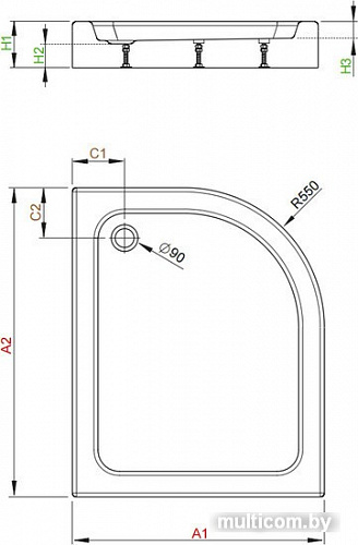 Душевой поддон Radaway Laros E Compact 100x80 (левый) [SLE81017-01L]