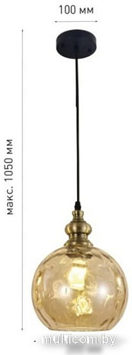 Подвесная люстра Estares Zar One R 1xE27-200x1050-BLACK/GOLD/CLEAR-220-IP20