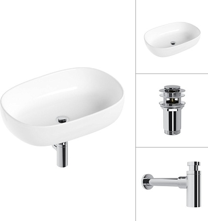 Умывальник Lauter 21836 + клапан 21190CH + сифон 21635CH (хром)