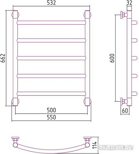 Полотенцесушитель Сунержа Галант+ 600x500 00-0200-1250
