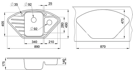 Кухонная мойка Granula 9101 (черный)