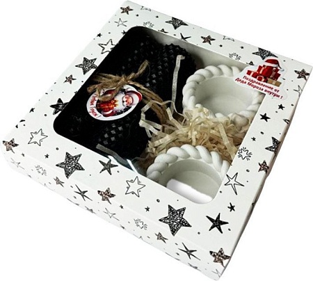 Подарочный набор Вендитио Ozarich Звезда Новогодний с 2-мя свечами и подсвечниками (черный)