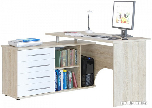 Компьютерный стол Сокол КСТ-109 левый (дуб сонома/белый)