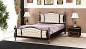 Кровать Bravo Мебель Жасмин 200x160 (темный орех/экокожа светлая, основание металл)