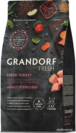 Сухой корм для кошек Grandorf Adult Sterilised Fresh Turkey&Sweet Potato (400г)