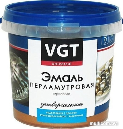 Эмаль VGT ВД-АК-1179 Универсальная Перламутровая 1 кг (серебристо-белый)