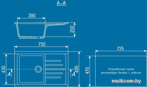 Кухонная мойка Ulgran U-400 (темно-серый)