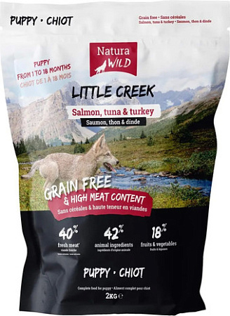 Сухой корм для собак Natura Wild Little Creek для щенков всех пород с лососем, тунцом и индейкой 2 кг