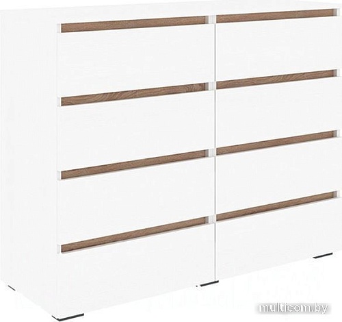 Комод Кортекс-мебель Бари 120 8ш (белый/белый/дуб сонома)