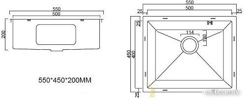 Кухонная мойка ARFEKA ECO AR 550*450 SATIN