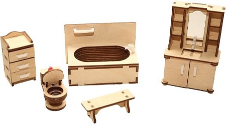 3Д-пазл Polly Набор мебели в кукольный домик - ванная