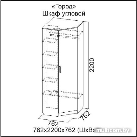 Шкаф распашной SV-Мебель Д №2 угловой (ясень шимо темный/ясень шимо светлый)