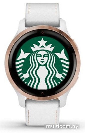 Умные часы Garmin Venu 2S (розовое золото/белый кожаный)