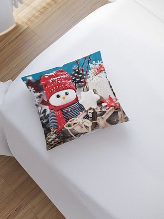 Чехол на подушку JoyArty Снеговик ручной работы sl_380837