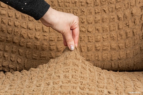 Чехол для дивана Софатэкс Люкс ПО-4 с оборкой (кофе с молоком)