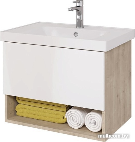 Мебель для ванных комнат Dreja Тумба под умывальник Perfecto 70 99.0812 (дуб эврика/белый гл.)