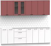 Готовая кухня Интермебель Лион-18 2.4м без столешницы (красная глазурь софт/белый софт)