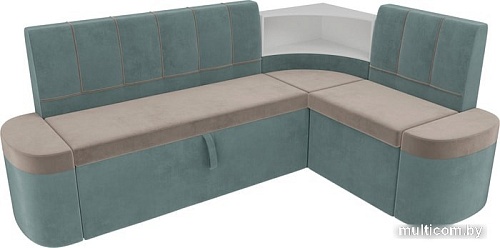 Угловой диван Mebelico Тефида 107509 (левый, коричневый/бирюзовый)