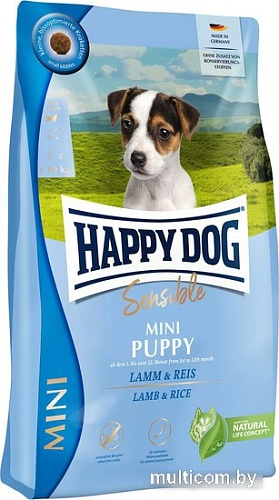 Сухой корм для собак Happy Dog Sensible Mini Puppy (для щенков мелких пород с ягненком и рисом) 800 г
