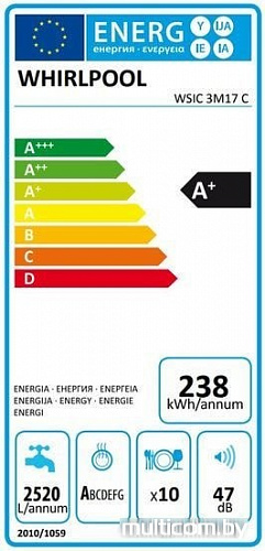 Посудомоечная машина Whirlpool WSIC 3M17 C